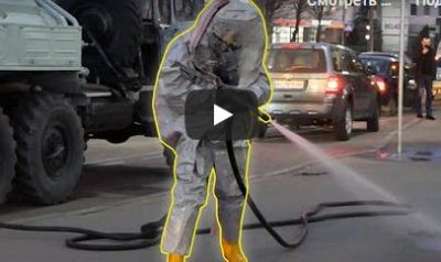 Под Киевом на улицах появились «пришельцы» в спецкостюмах (ВИДЕО)