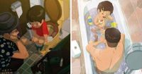 Жизнь отца-одиночки в удивительных иллюстрациях (ФОТО)